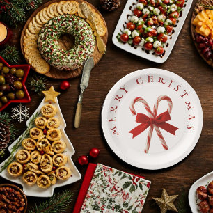 Frohe Weihnachten Zuckerstangen Pappteller