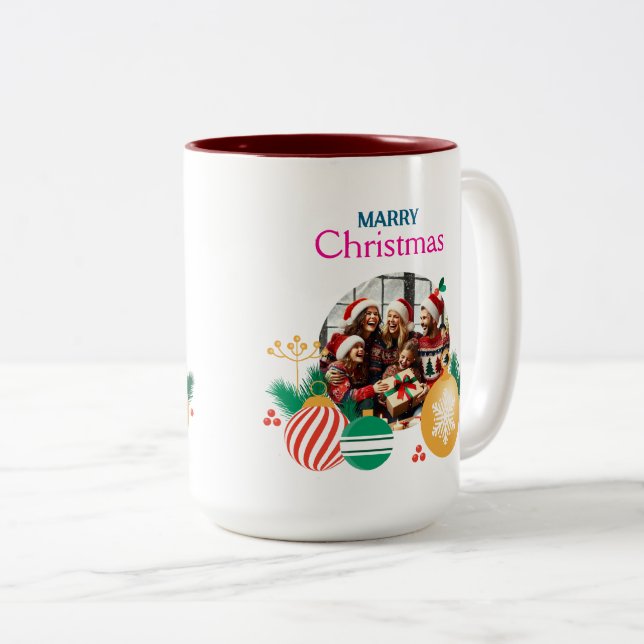 Frohe Weihnachten Zweifarbige Tasse (VorderseiteRechts)