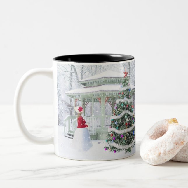 Frohe Weihnachten Zweifarbige Tasse (Mit Donut)