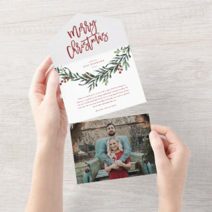 Frohe Weihnachten Zweig Foto Urlaub Schrift All In One Einladung