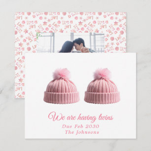 Frohe Weihnachten Zwillinge Babyankündigung Rosa s