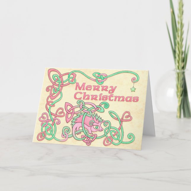 Frohe Weihnachtenceltic-Igel Feiertagskarte (Vorderseite)