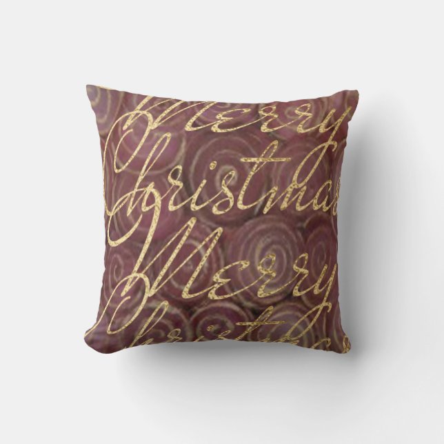 Frohe WeihnachtenCrimson und Gold Kissen (Vorderseite)