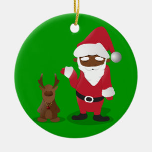 Frohe WeihnachtenHomeboys: Schwarze Sankt u. Keramik Ornament