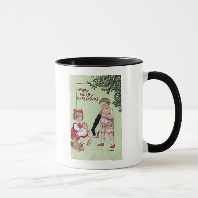 Frohe WeihnachtenKinder mit Toys by Tree Tasse (Rechts)