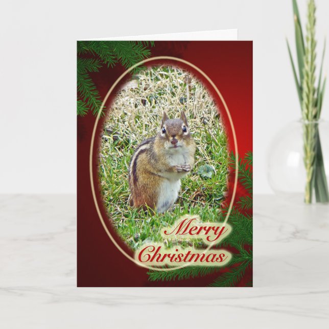 Frohe WeihnachtenostChipmunk Feiertagskarte (Vorderseite)