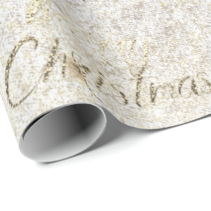 Frohe Weihnachtensepia-GoldGlitzer-perlige Hütte Geschenkpapier