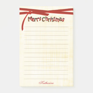 Frohe Weihnachtentartan-Typografie - gezeichnet Post-it Klebezettel