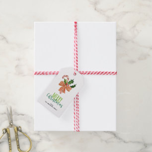 Frohe Weihnachtenwatercolor-Zuckerstange Geschenkanhänger