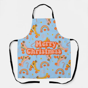 Frohe Weihnachts-70er Groovy Disco-Muster Schürze