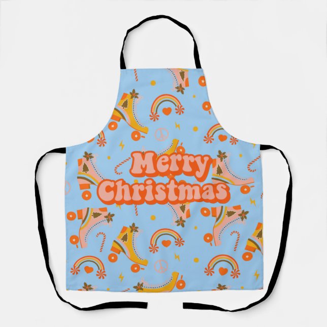 Frohe Weihnachts-70er Groovy Disco-Muster Schürze (Vorderseite)