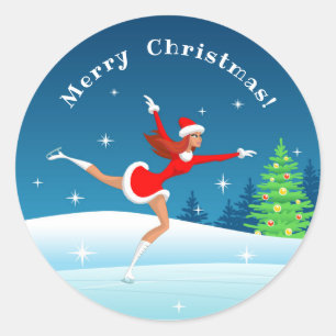 Frohe Weihnachts Abbildung Skaten Girl Sticker