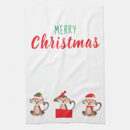 Frohe Weihnachts-Affen-Weihnachtsmannmütze Geschirrtuch