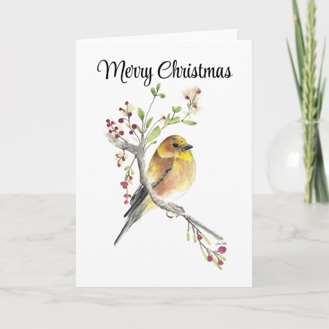 Frohe Weihnachts American Goldfinch Weihnachtskart Karte (Vorderseite)