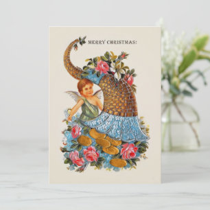 Frohe Weihnachts Angel Coins Cornucopia Rose Einladung