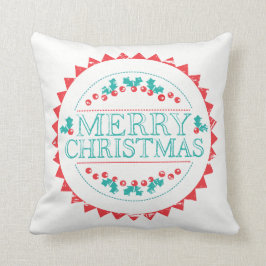 Frohe Weihnachts Aqua & Red Chalk Briefmarke Typog Kissen