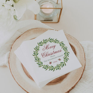 Frohe Weihnachts-Aquarellenfamilie Serviette