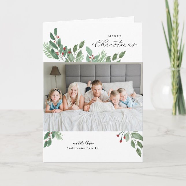 Frohe Weihnachts-Aquarellkarte Karte (Vorderseite)