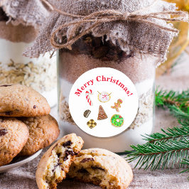 Frohe Weihnachts-Aquarellkekse Runder Aufkleber