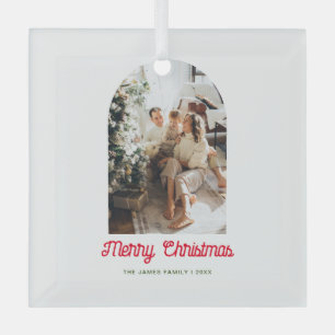 Frohe Weihnachts-Arch-Foto-Familie Ornament Aus Glas
