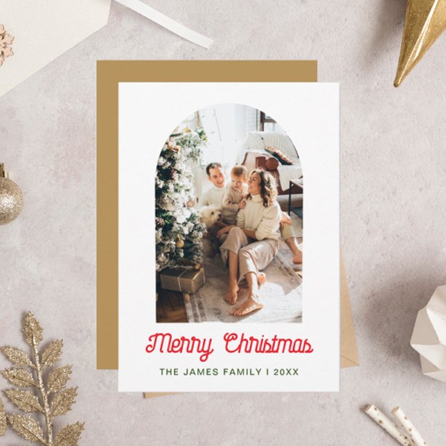 Frohe Weihnachts-Arch-Foto Familienurlaubskarte Dankeskarte (Von Creator hochgeladen)