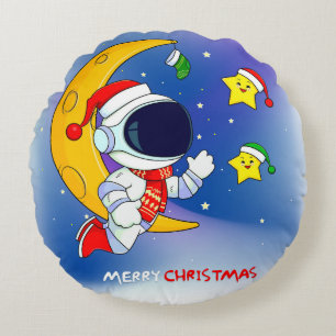 Frohe Weihnachts-Astronautin Rundes Kissen