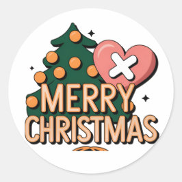 Frohe Weihnachts-Aufkleber rund Sticker