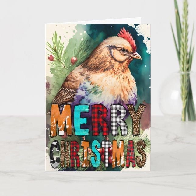 Frohe Weihnachts-Baby-Chicken-Karte Karte (Vorderseite)