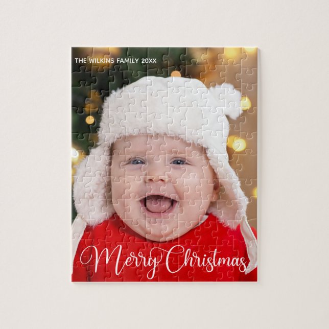 Frohe Weihnachts Baby Foto Niedlich Personalisiert (Vertikal)