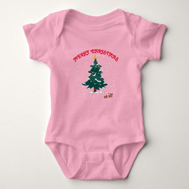 Frohe Weihnachts Baby Pink Baby Strampler (Vorderseite)