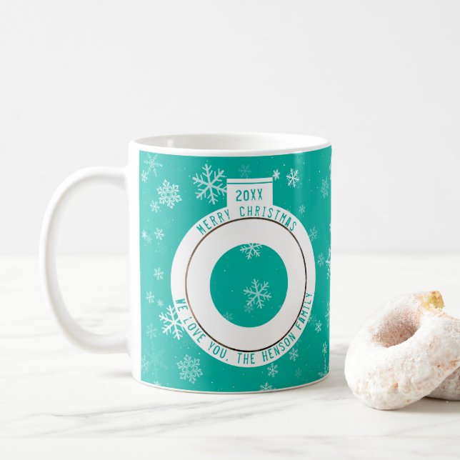 Frohe Weihnachts-Ball Green Snowflake Urlaub Kaffeetasse (Mit Donut)