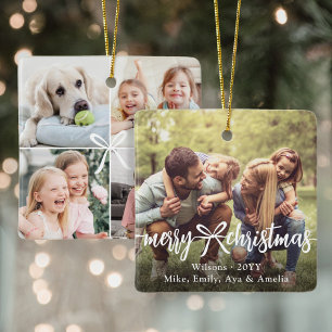 Frohe Weihnachts-Band & Bow Moderne Fotosammlung Keramikornament