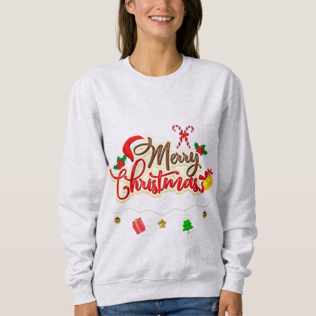 Frohe Weihnachts Basic Sweatshirt in Ash Color (Vorderseite)