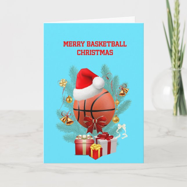 Frohe Weihnachts-Basketball Feiertagskarte (Vorderseite)