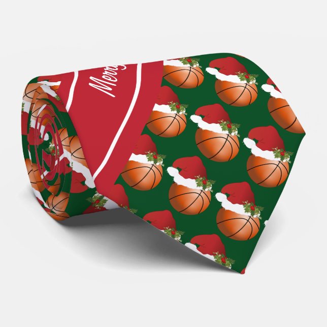 Frohe Weihnachts-Basketball Krawatte (Gerollt)