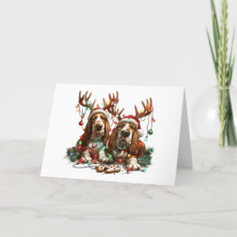 Frohe Weihnachts-Basset-Hunde Feiertagskarte