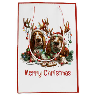 Frohe Weihnachts-Basset-Hunde Mittlere Geschenktüte