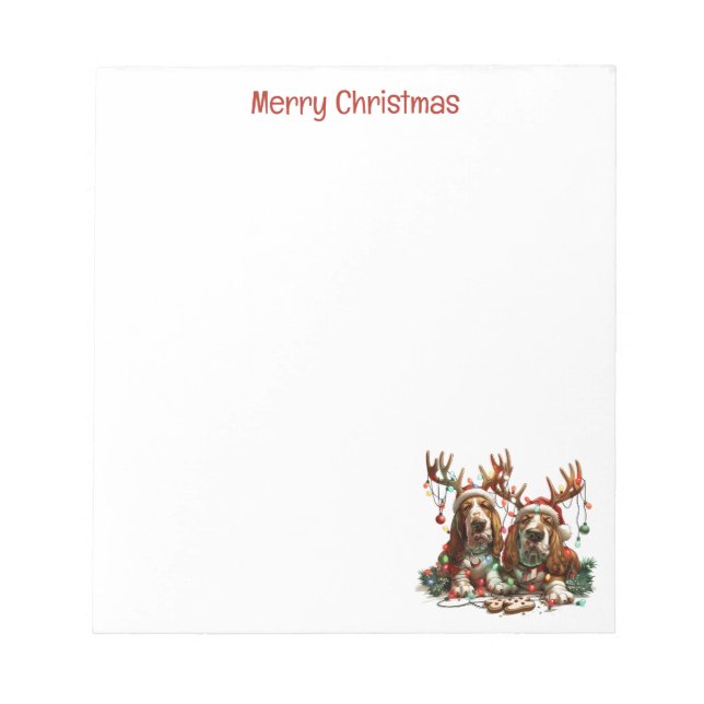 Frohe Weihnachts-Basset-Hunde Notizblock (Vorderseite)