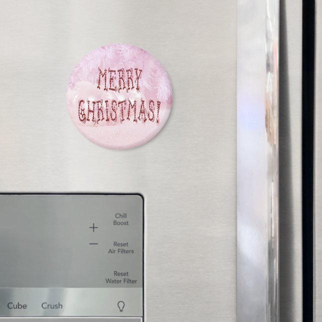 Frohe Weihnachts Bauble and Stars Schriftart Magnet (In Situ (Kühlschrank))