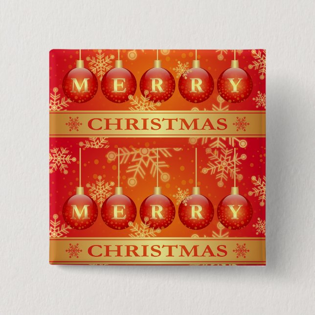 Frohe Weihnachts Baubles Red Gold Ornaments Button (Vorderseite)