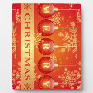 Frohe Weihnachts Baubles Red Gold Ornaments Fotoplatte