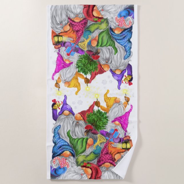 Frohe Weihnachts Beach Handtuch Gnome Feier (Vorderseite)
