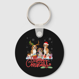 Frohe Weihnachts-Beagle Dog Santa Reindeer Light X Schlüsselanhänger