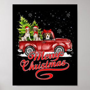 Frohe Weihnachts-Beagle Hunde Santa Reindeer Red T Poster