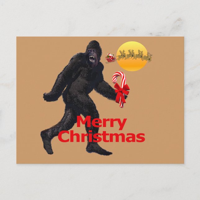 Frohe Weihnachts-Bigfoot Feiertagspostkarte (Vorderseite)