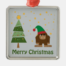 Frohe Weihnachts-Bigfoot Silbernes Ornament
