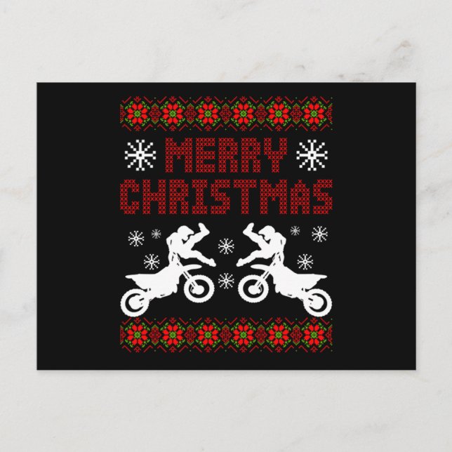 Frohe Weihnachts-Biker Motocross Motorrad-Geschenk Postkarte (Vorderseite)