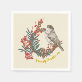 Frohe Weihnachts-Bird-Wreath Serviette