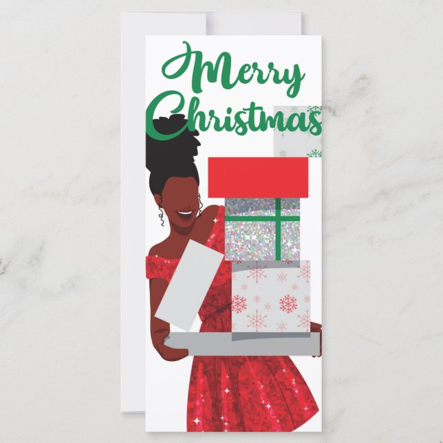 Frohe Weihnachts Black African American Woman Card (Vorderseite)