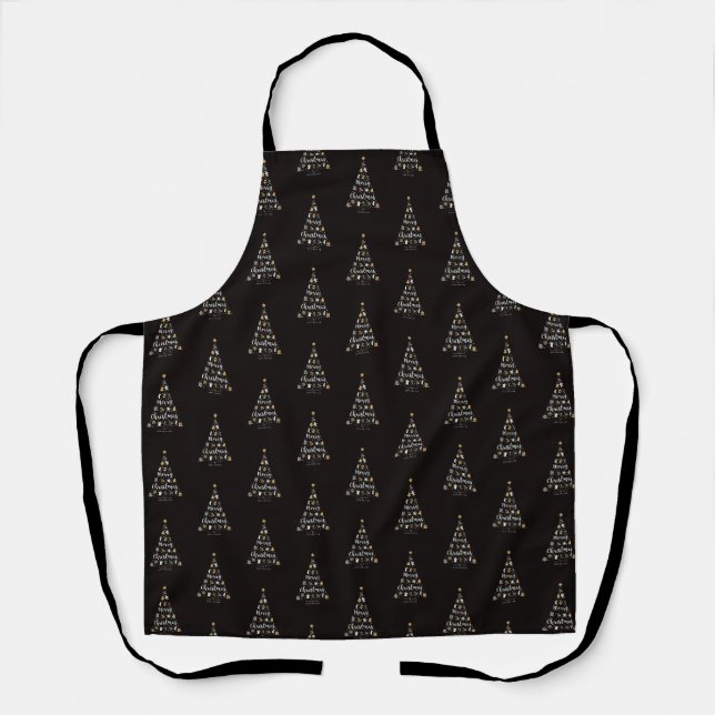 Frohe Weihnachts Black All-over Print-Schürze Schürze (Vorderseite)